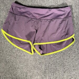 Lululemon Speed Up Shorts Purple Lime Green Trim Running Athletic 2.5" Size 6